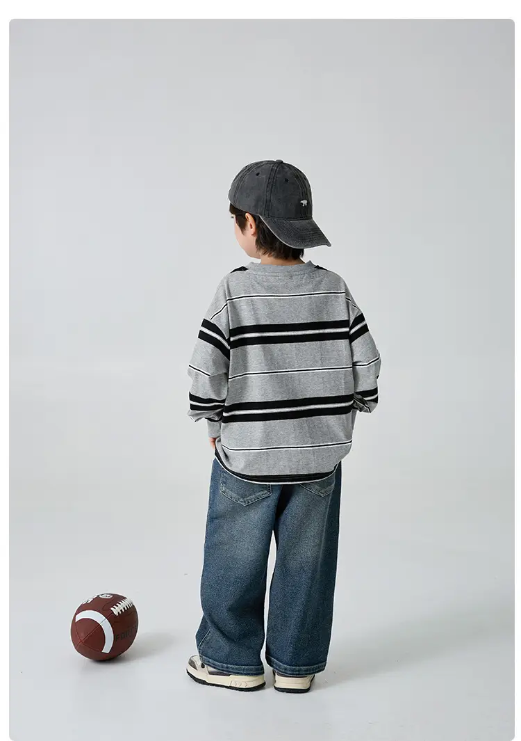 Haima Kids Long Sleeve T-Shirt Grey Black Striped 2026 — feature 9