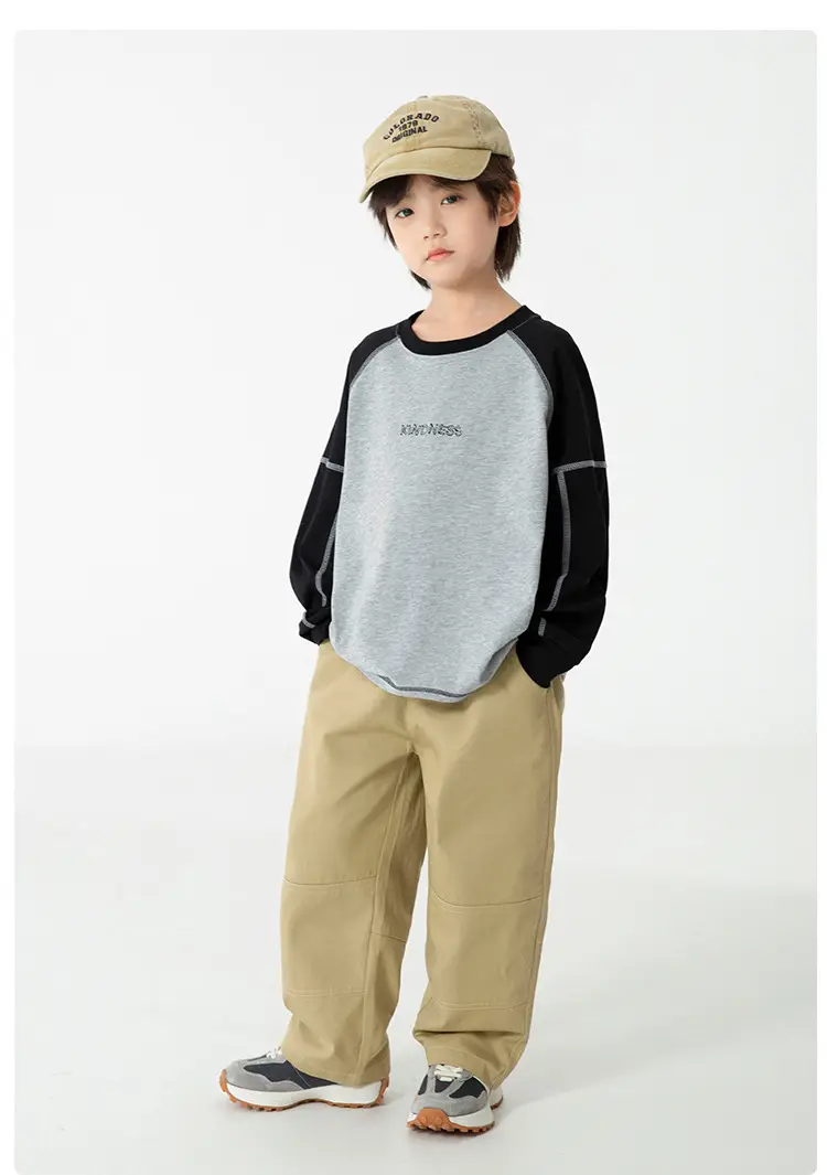 Haima Boys Pure Cotton Raglan Sleeve T-Shirt Orange White — feature 11