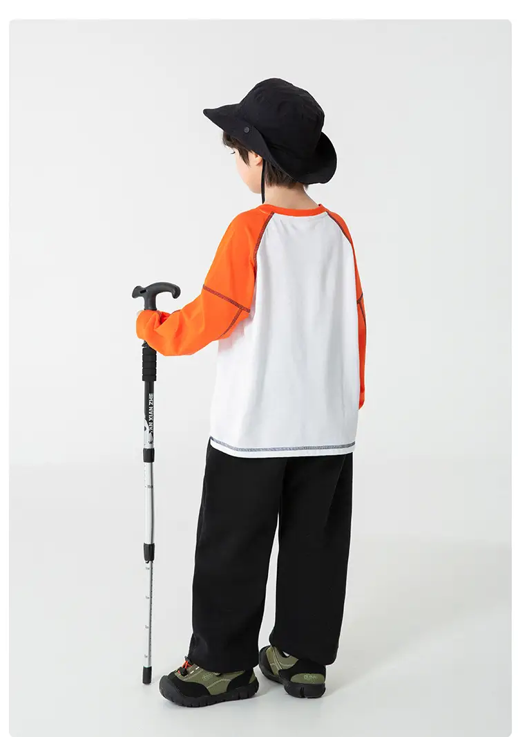 Haima Boys Pure Cotton Raglan Sleeve T-Shirt Orange White — feature 16