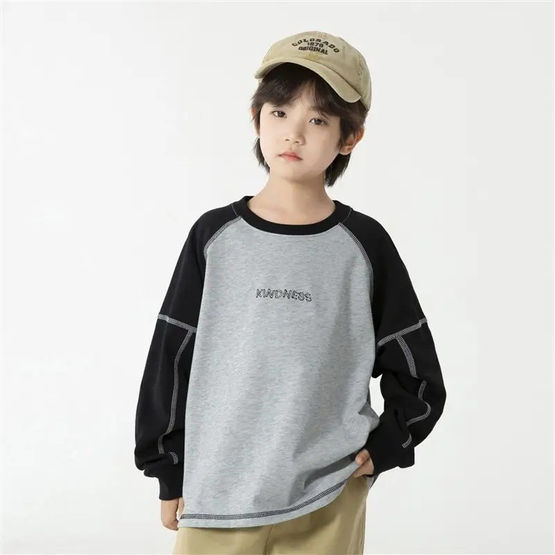 Haima Boys Pure Cotton Raglan Sleeve T-Shirt Orange White - Image 2