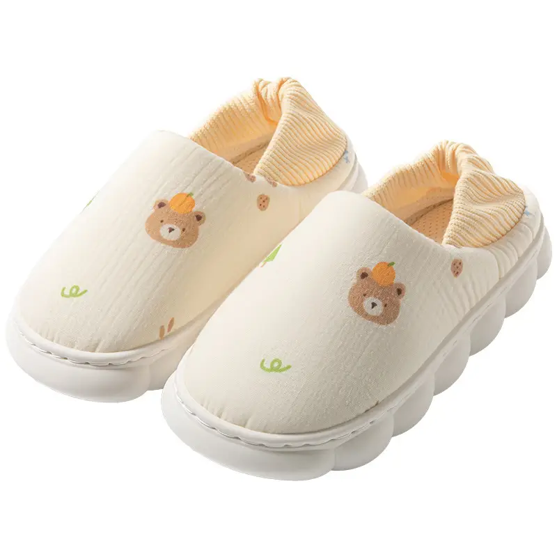 New Cartoon Maternity Slippers with Heel Cover, Cotton Slippers for Women, Autumn and Winter Indoor Non-Slip Warm Home Cotton Shoes for Women, All Seasons