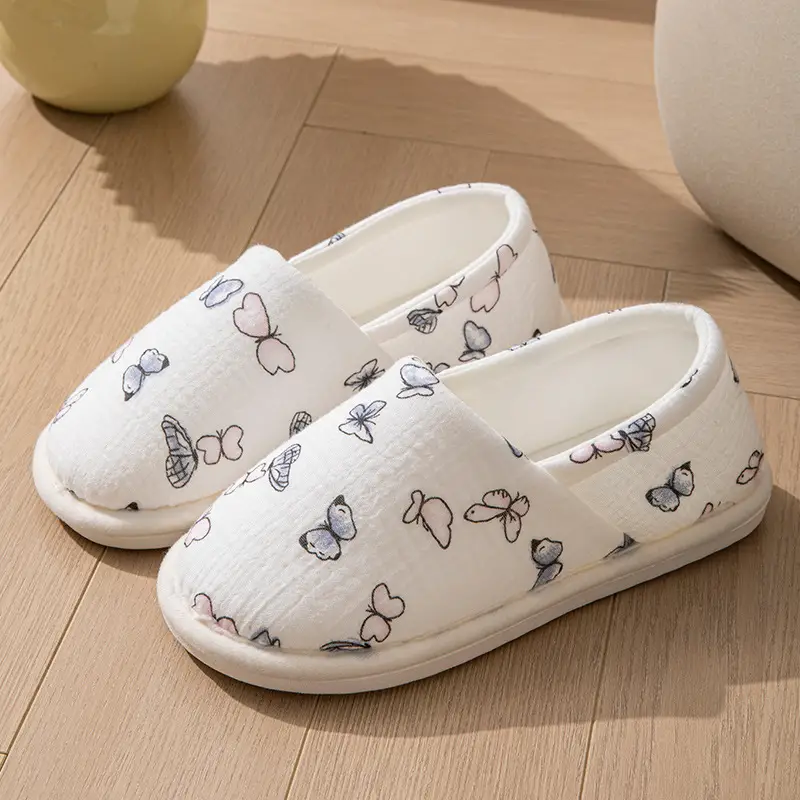 New Cartoon Maternity Slippers with Heel Cover, Cotton Slippers for Women, Autumn and Winter Indoor Non-Slip Warm Home Cotton Shoes for Women, All Seasons