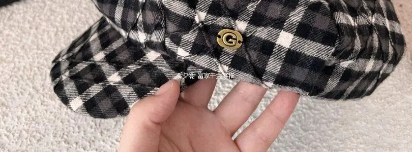 British Retro Plaid Octagonal Hat for Women — feature 39