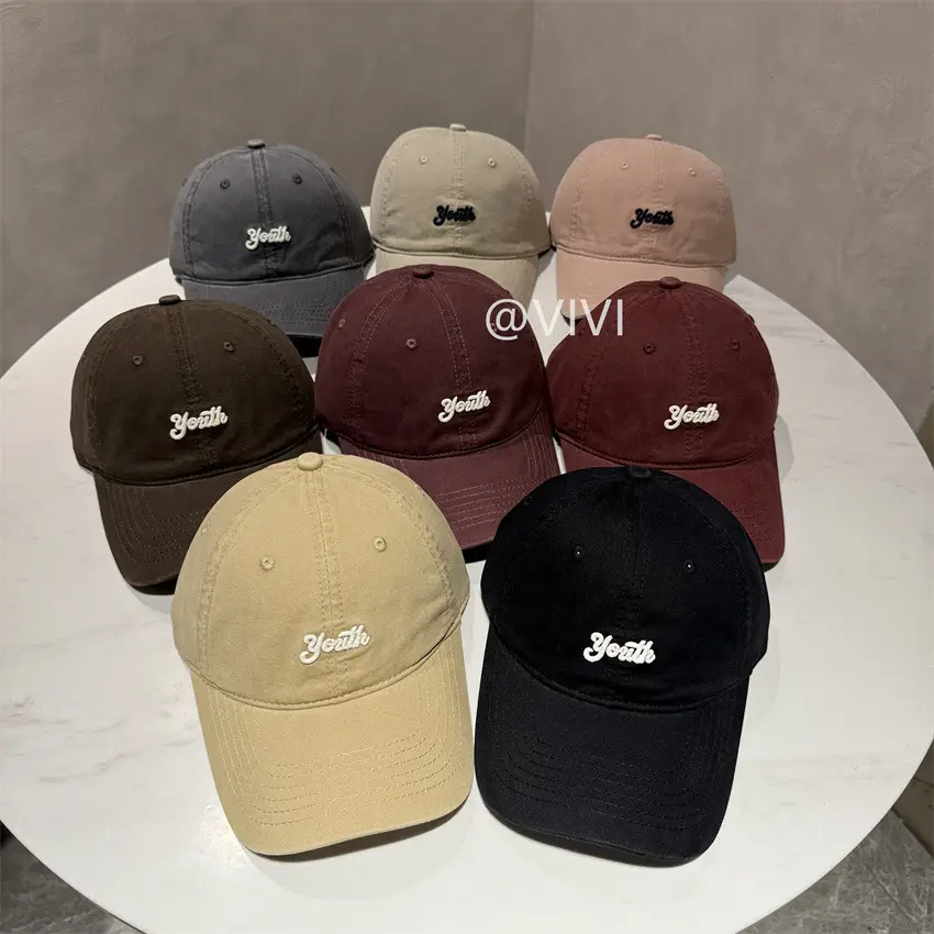 Beige Embroidered Baseball Cap for Men Women