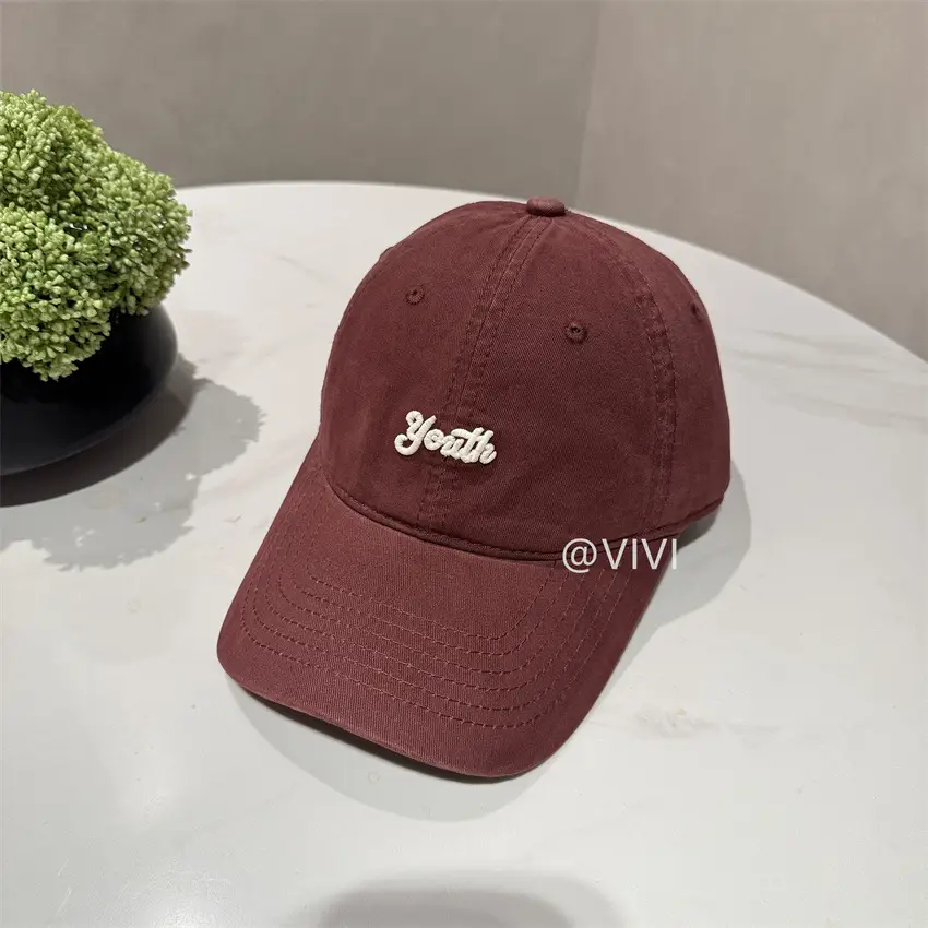 Beige Embroidered Baseball Cap for Men Women