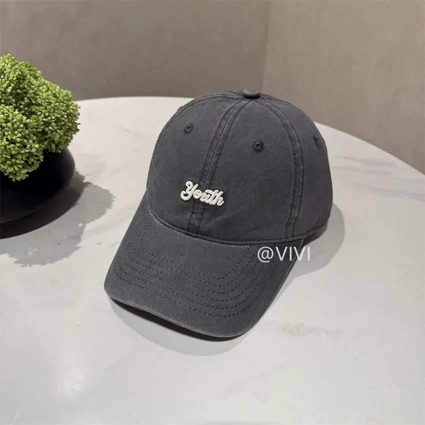 Beige Embroidered Baseball Cap for Men Women
