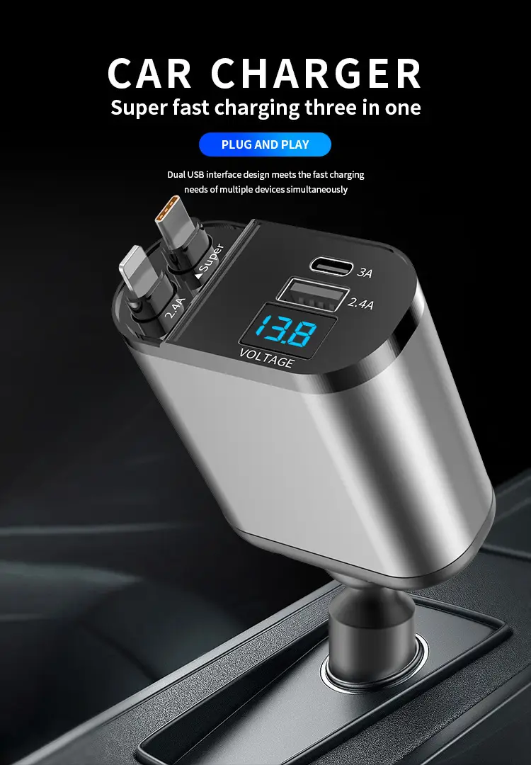 120W Digital Display Car Charger Flash Charging USB120W — feature 1