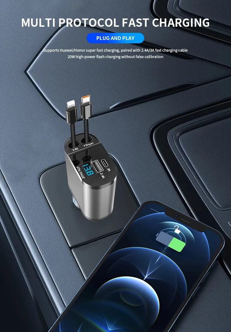 120W Digital Display Car Charger Flash Charging USB120W — feature 3