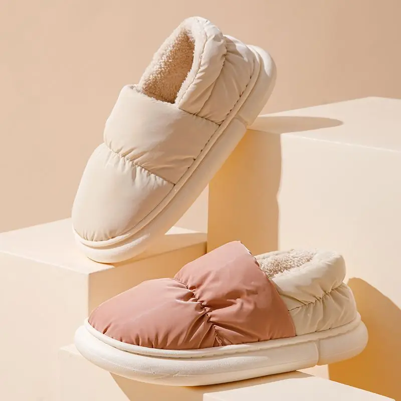 Cotton Slippers for Men and Women, Home Shoes, down Cloth Waterproof Bags and Outer Wear, Thick-Soled Indoor Slippers, Cold-Resistant and Warm Cotton Slippers - Image 8