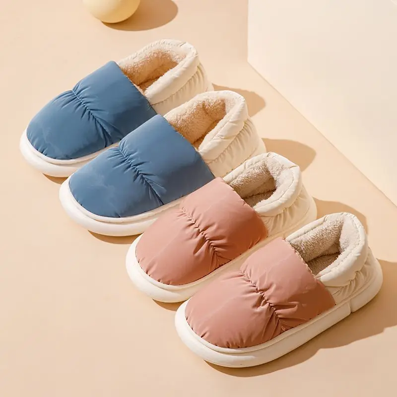 Cotton Slippers for Men and Women, Home Shoes, down Cloth Waterproof Bags and Outer Wear, Thick-Soled Indoor Slippers, Cold-Resistant and Warm Cotton Slippers - Image 9