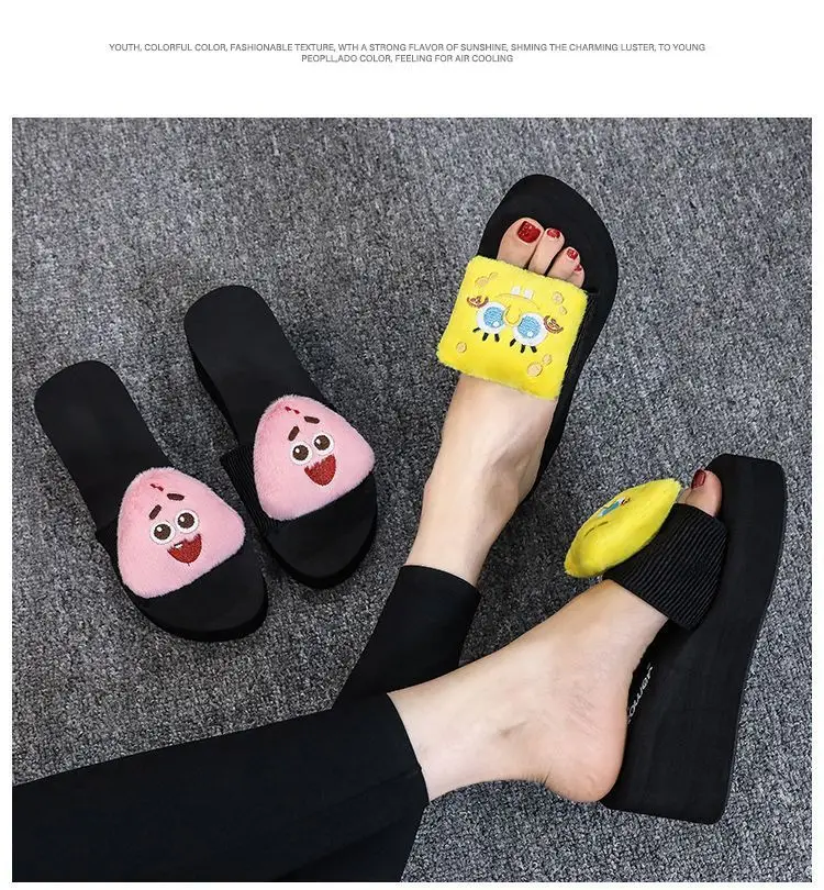 Spongebob Summer New Soft Sole Cartoon Slide Sandals for Women, Versatile Vacation Trendy Outdoor Slippers — feature 12