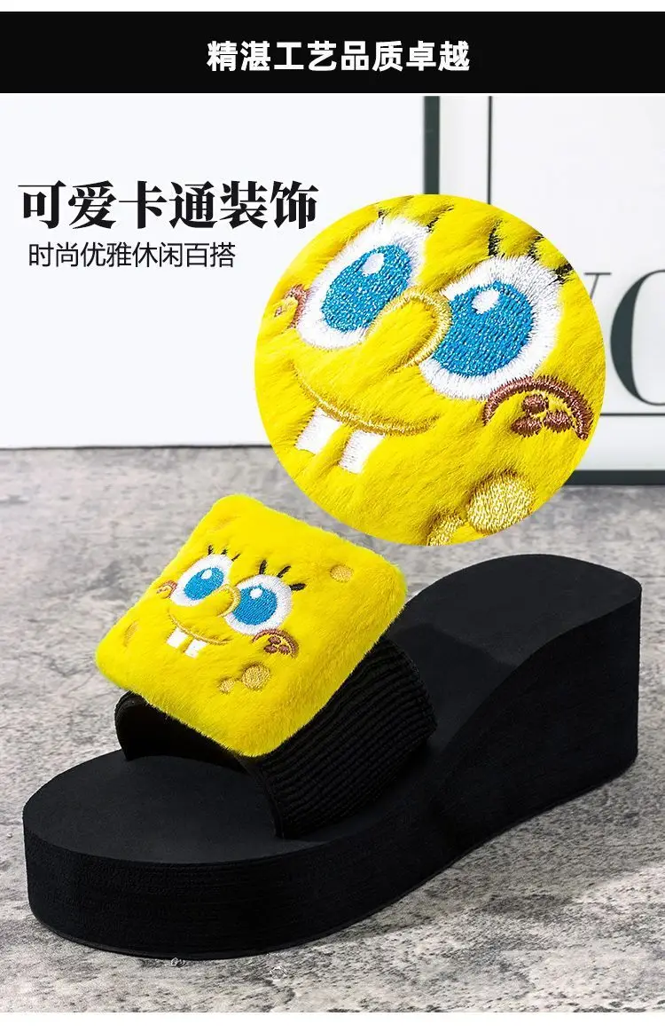 Spongebob Summer New Soft Sole Cartoon Slide Sandals for Women, Versatile Vacation Trendy Outdoor Slippers — feature 4