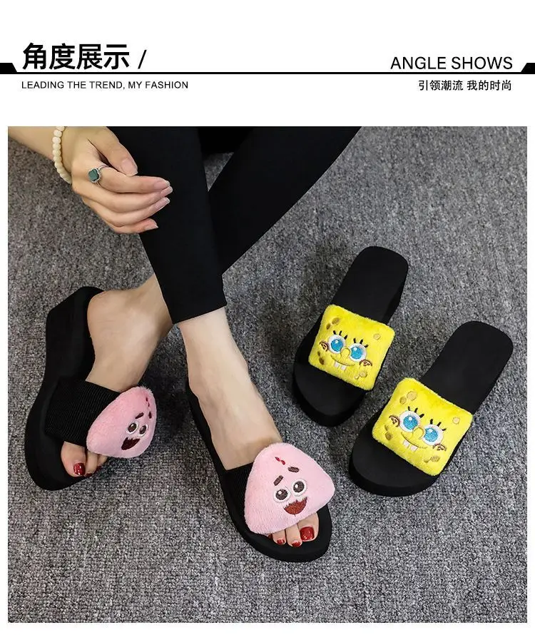 Spongebob Summer New Soft Sole Cartoon Slide Sandals for Women, Versatile Vacation Trendy Outdoor Slippers — feature 9