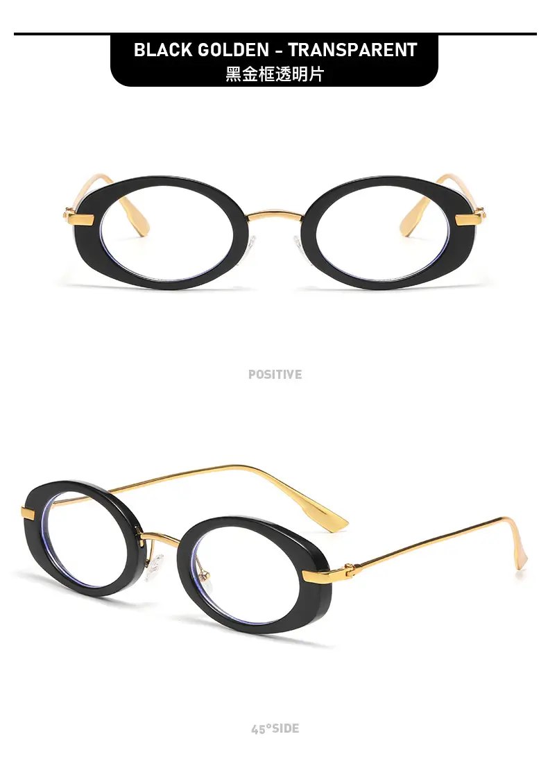 European American Cross-Border Sunglasses Gold Frame Black Oval — feature 16
