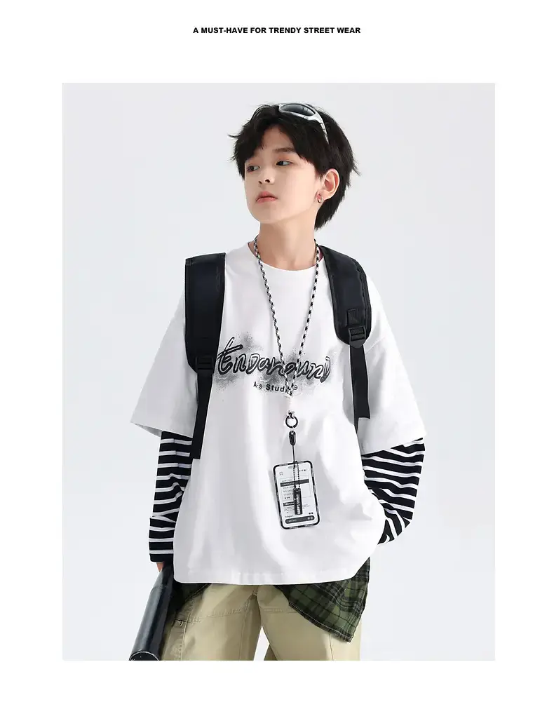 Boys Korean Striped Long Sleeve T-Shirt 2026 β feature 2
