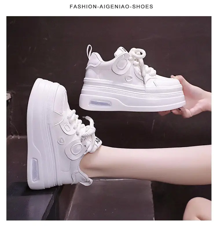 Black and White Panda Shoes for Women 2025 Autum New Style Small 8cm Platform Thick Sole Heightening White Shoes for Sports and Leisure — feature 15