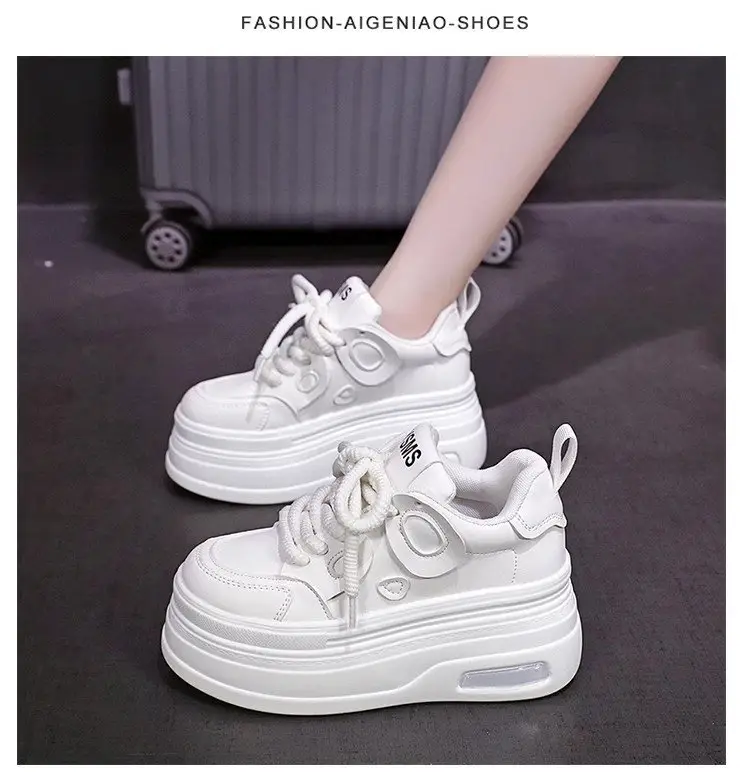 Black and White Panda Shoes for Women 2025 Autum New Style Small 8cm Platform Thick Sole Heightening White Shoes for Sports and Leisure — feature 16