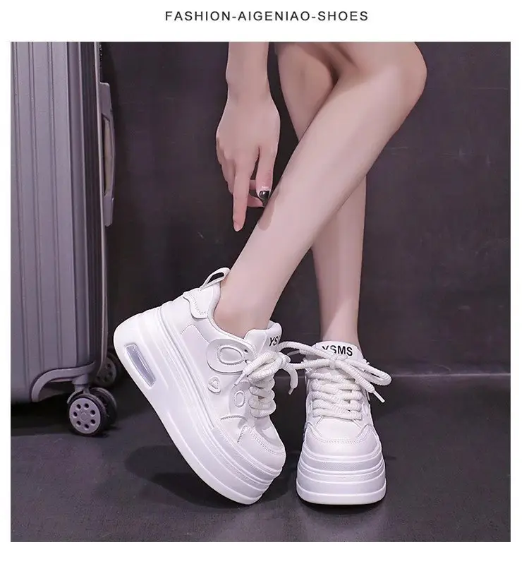 Black and White Panda Shoes for Women 2025 Autum New Style Small 8cm Platform Thick Sole Heightening White Shoes for Sports and Leisure — feature 17
