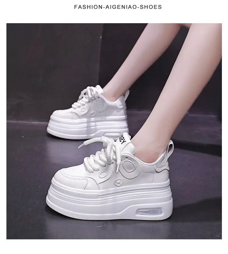 Black and White Panda Shoes for Women 2025 Autum New Style Small 8cm Platform Thick Sole Heightening White Shoes for Sports and Leisure — feature 19