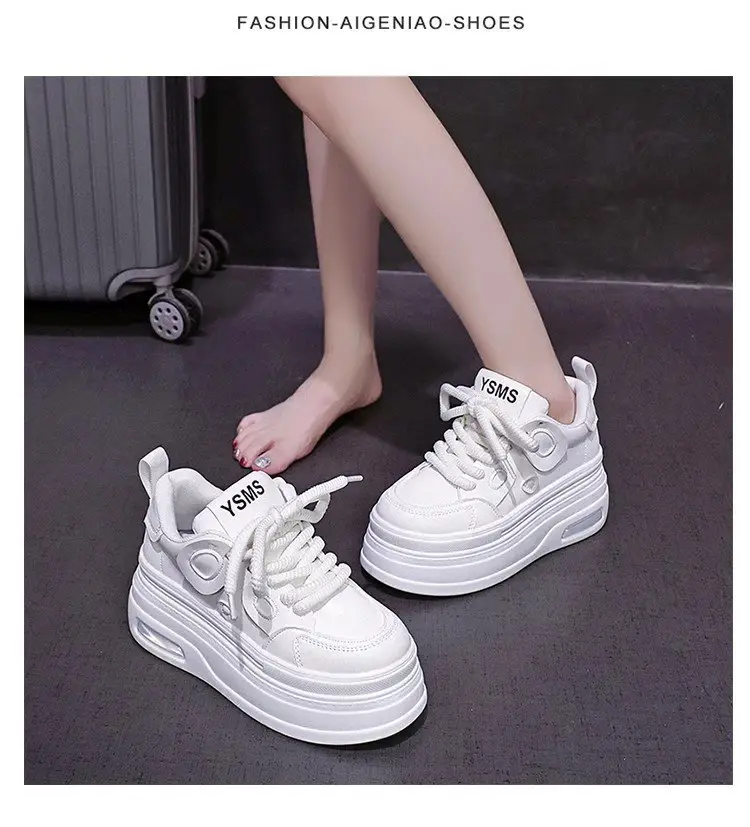Black and White Panda Shoes for Women 2025 Autum New Style Small 8cm Platform Thick Sole Heightening White Shoes for Sports and Leisure — feature 20