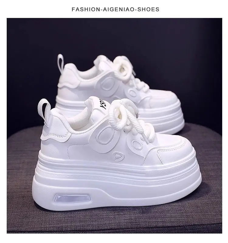 Black and White Panda Shoes for Women 2025 Autum New Style Small 8cm Platform Thick Sole Heightening White Shoes for Sports and Leisure — feature 21