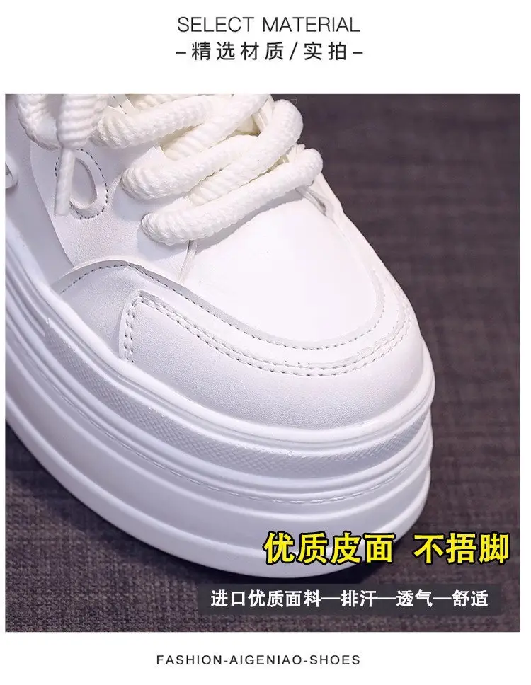 Black and White Panda Shoes for Women 2025 Autum New Style Small 8cm Platform Thick Sole Heightening White Shoes for Sports and Leisure — feature 6