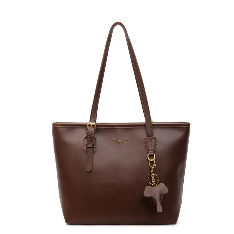 Women Large Capacity Satchel Bag Beige Leather Shoulder Bag - Image 3