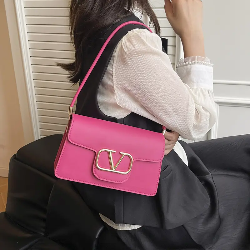 Pink LV Logo Shoulder Bag for Women — feature 24