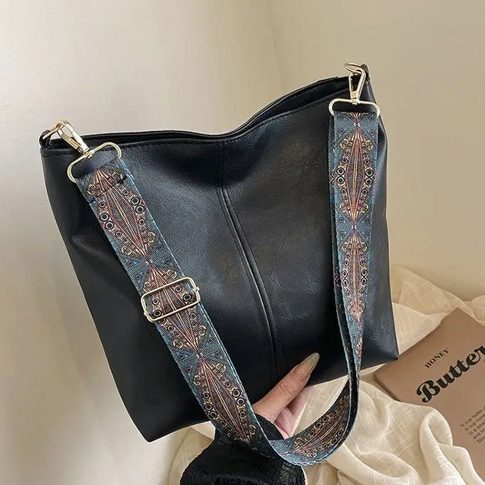 Korean Style Texture Shoulder Crossbody Tote Bag - Image 6
