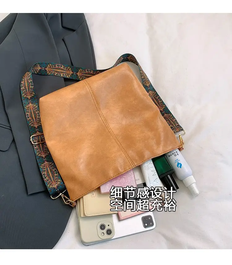 Korean Style Texture Shoulder Crossbody Tote Bag — feature 11