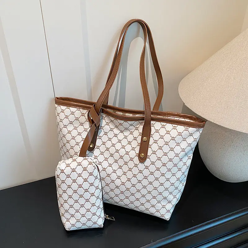 Trendy 2-Piece Women's Patterned Shoulder Bag & Zipper Pouch - Image 4