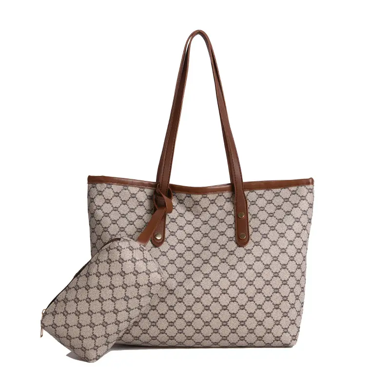 Trendy 2-Piece Women's Patterned Shoulder Bag & Zipper Pouch - Image 8