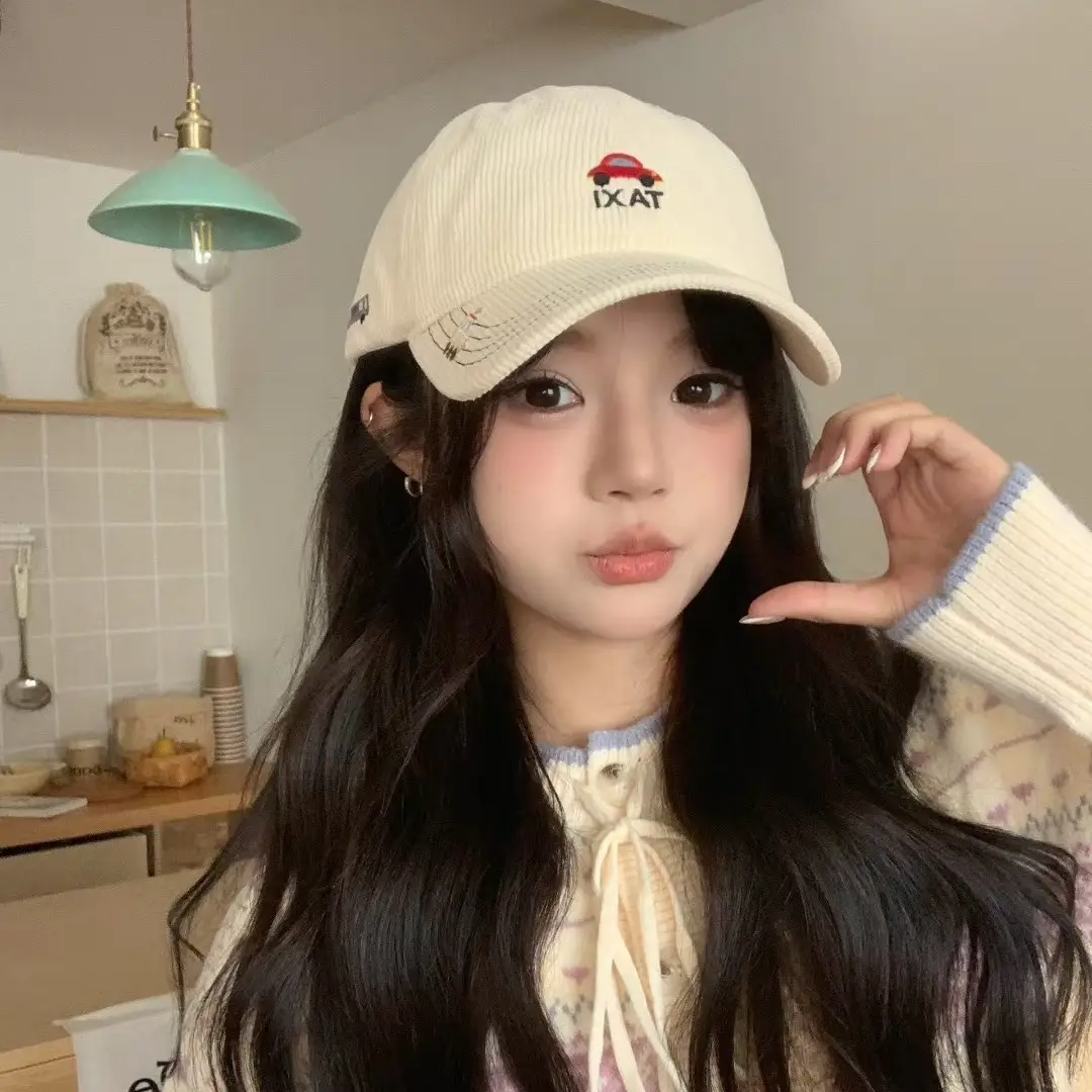 Tan Embroidered Baseball Cap with Cute Design - Image 5