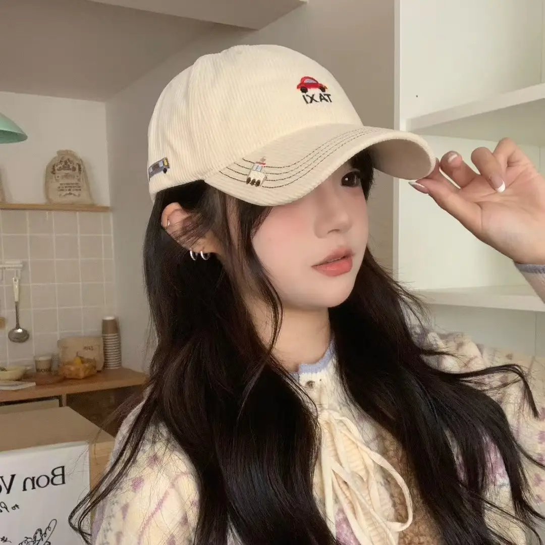 Tan Embroidered Baseball Cap with Cute Design - Image 8