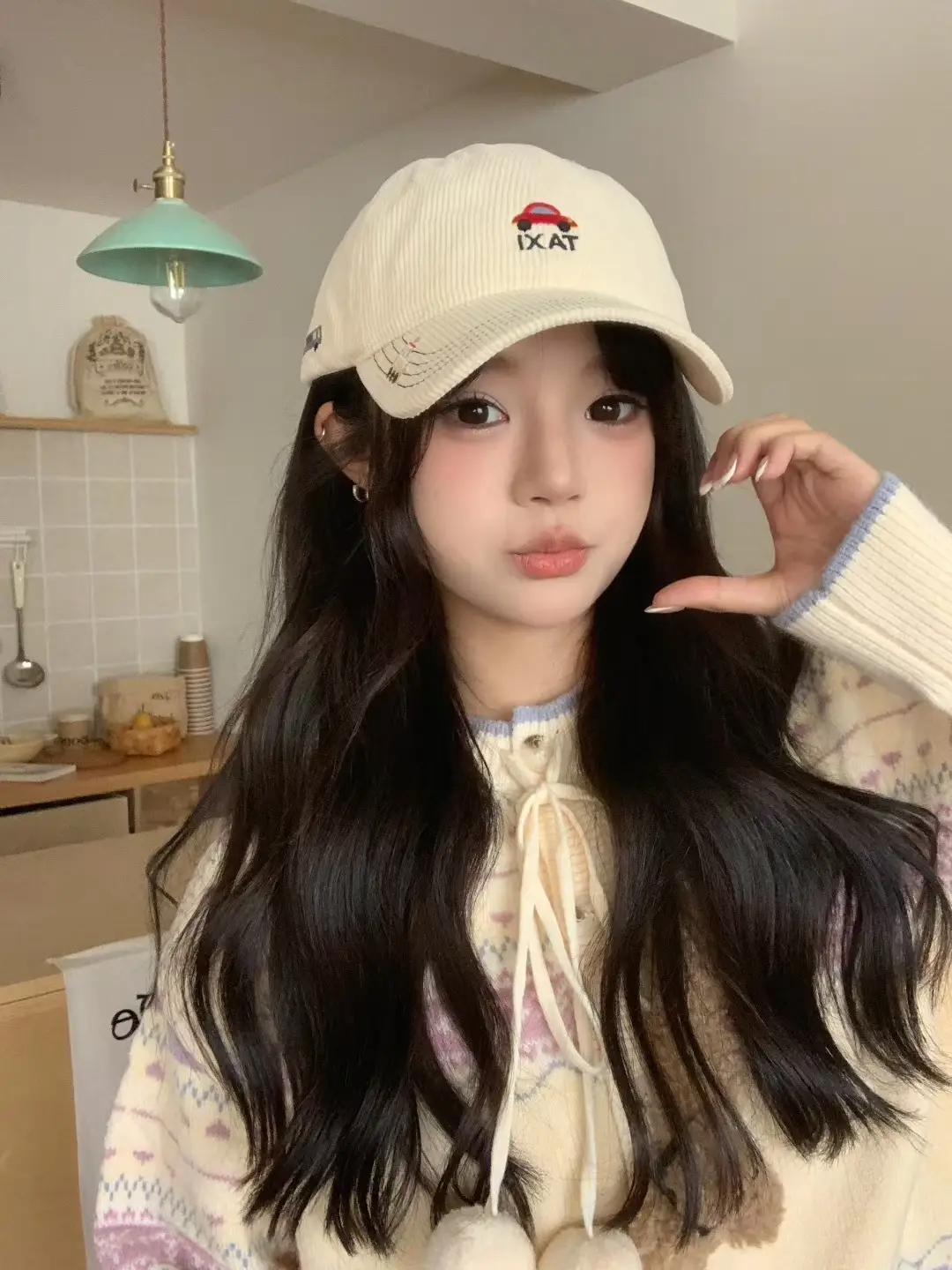 Tan Embroidered Baseball Cap with Cute Design — feature 1