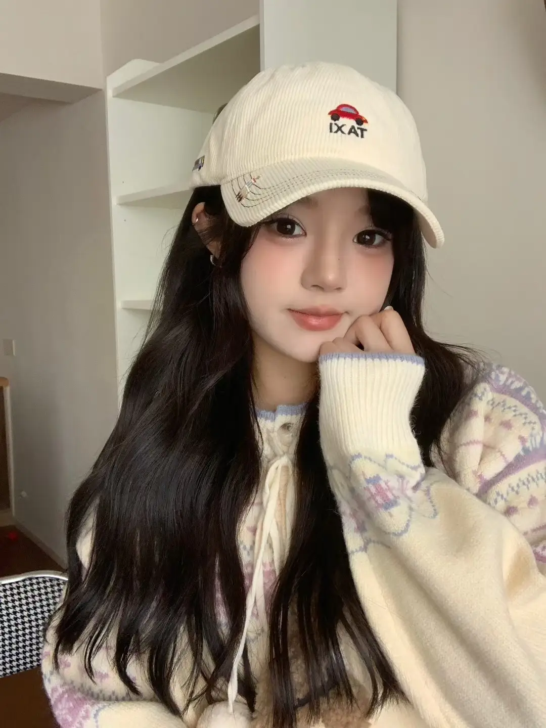 Tan Embroidered Baseball Cap with Cute Design — feature 4