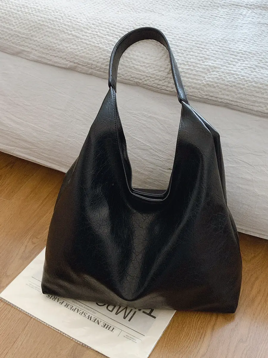 Brown Leather Tote Bag Large Capacity Women Commuter Shoulder Bag - Image 5