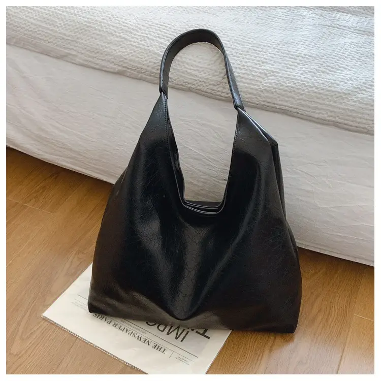 Brown Leather Tote Bag Large Capacity Women Commuter Shoulder Bag — feature 25
