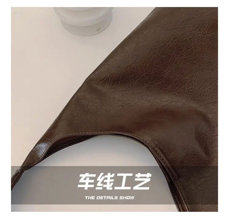 Brown Leather Tote Bag Large Capacity Women Commuter Shoulder Bag — feature 4