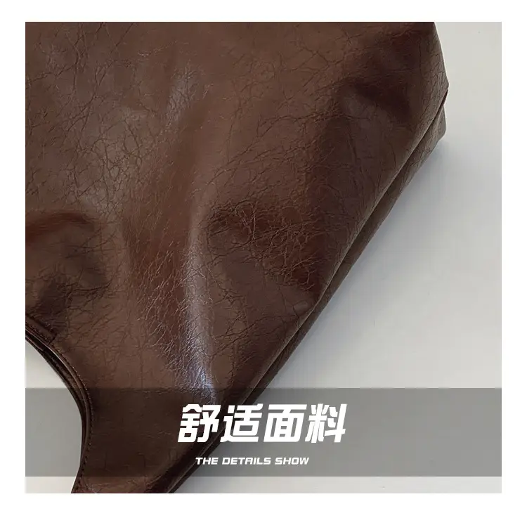 Brown Leather Tote Bag Large Capacity Women Commuter Shoulder Bag — feature 6