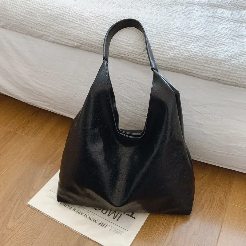 Brown Leather Tote Bag Large Capacity Women Commuter Shoulder Bag - Image 3