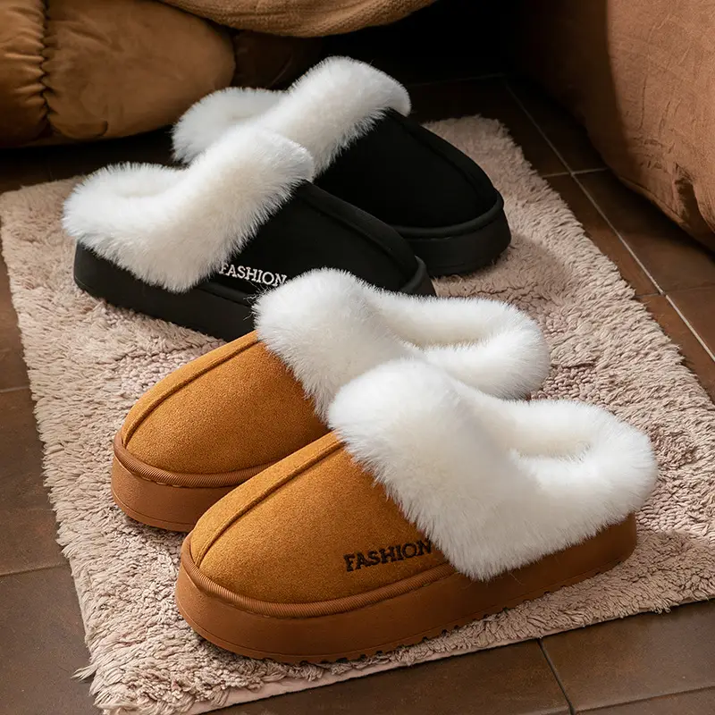 Plush Thickeneded Warm Cotton Slippers for Women 2025 New Winter Outer Wear Cotton Shoes Home Indoor Soft-Soled Plush Slippers