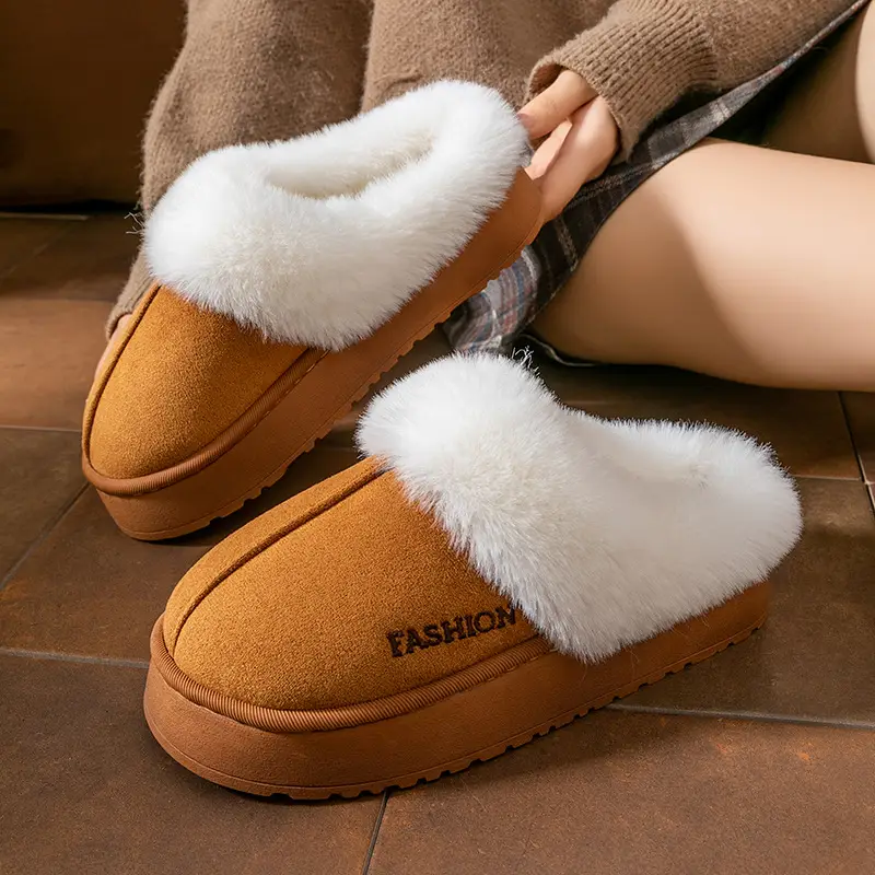 Plush Thickeneded Warm Cotton Slippers for Women 2025 New Winter Outer Wear Cotton Shoes Home Indoor Soft-Soled Plush Slippers