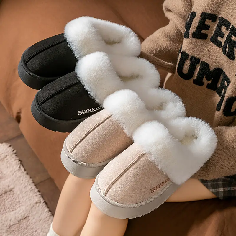 Plush Thickeneded Warm Cotton Slippers for Women 2025 New Winter Outer Wear Cotton Shoes Home Indoor Soft-Soled Plush Slippers