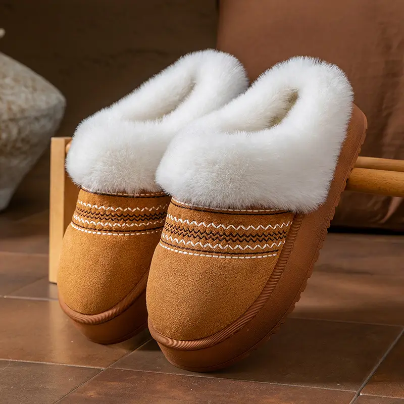 Plush Thickeneded Warm Cotton Slippers for Women 2025 New Winter Outer Wear Cotton Shoes Home Indoor Soft-Soled Plush Slippers