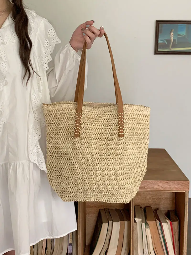 Women Straw Woven Large Cap Bag 2025 — feature 1