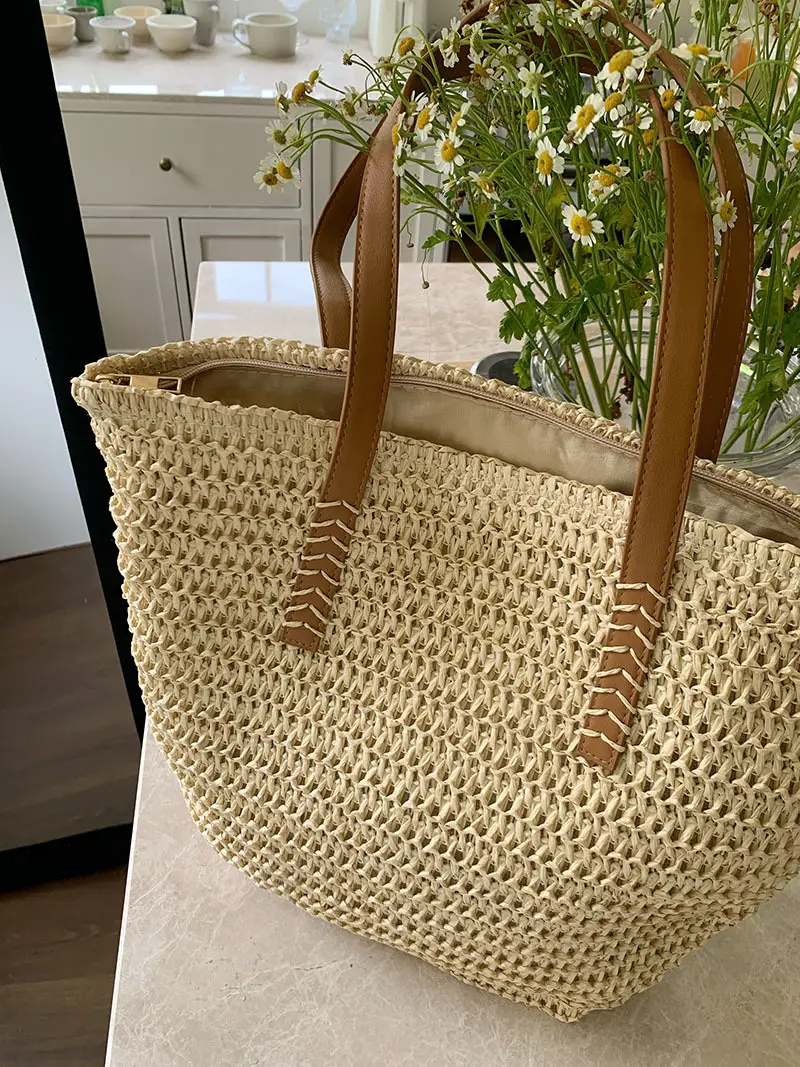 Women Straw Woven Large Cap Bag 2025 — feature 7