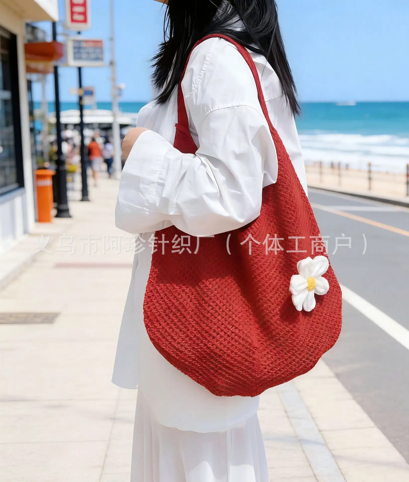 Women's Straw Flower Bag Large Capacity Beach Travel — feature 7