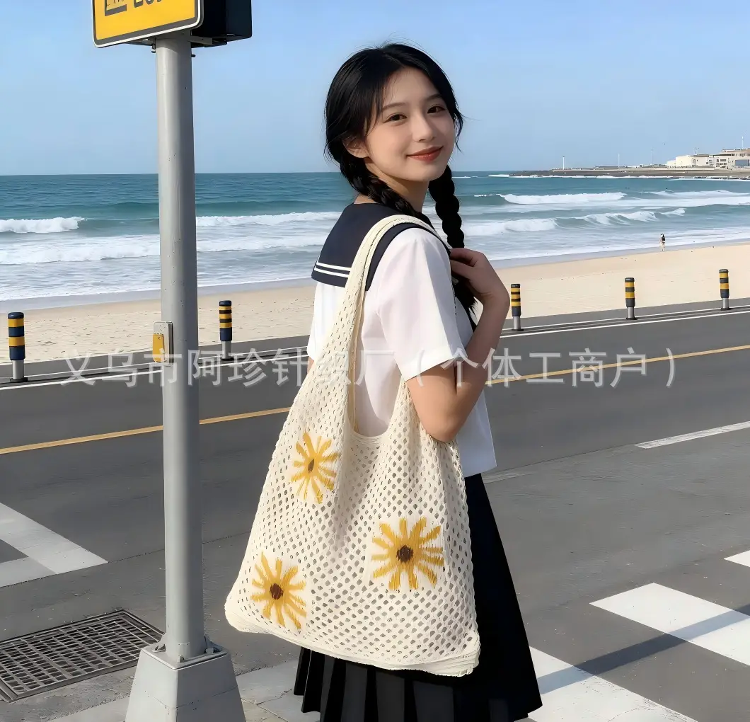 Women's Straw Flower Bag Large Capacity Beach Travel - Image 14