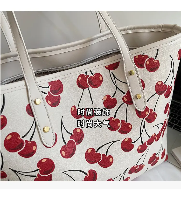 2025 Cherry Print Shoulder Crossbody Tote Bag — feature 10